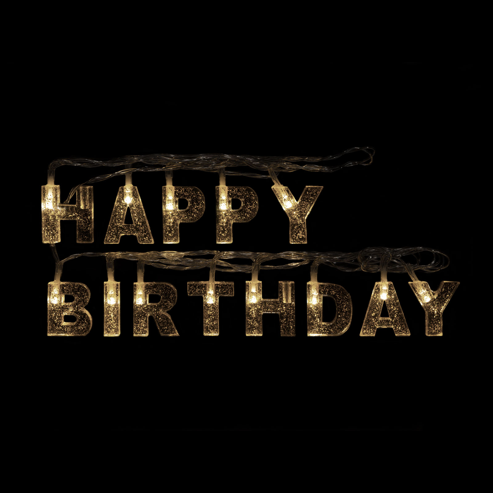 Születésnapi LED-es fényfüzér - 'Happy Birthday' - 13 LED - 2 x AA - 2 m