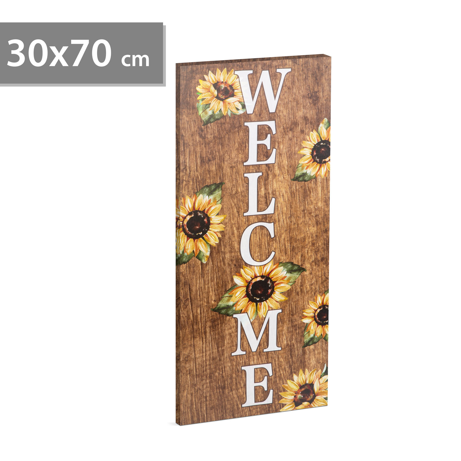 LED-es hangulatkép - 'Welcome' - fali akasztóval, 2 x AA, 30 x 70 cm