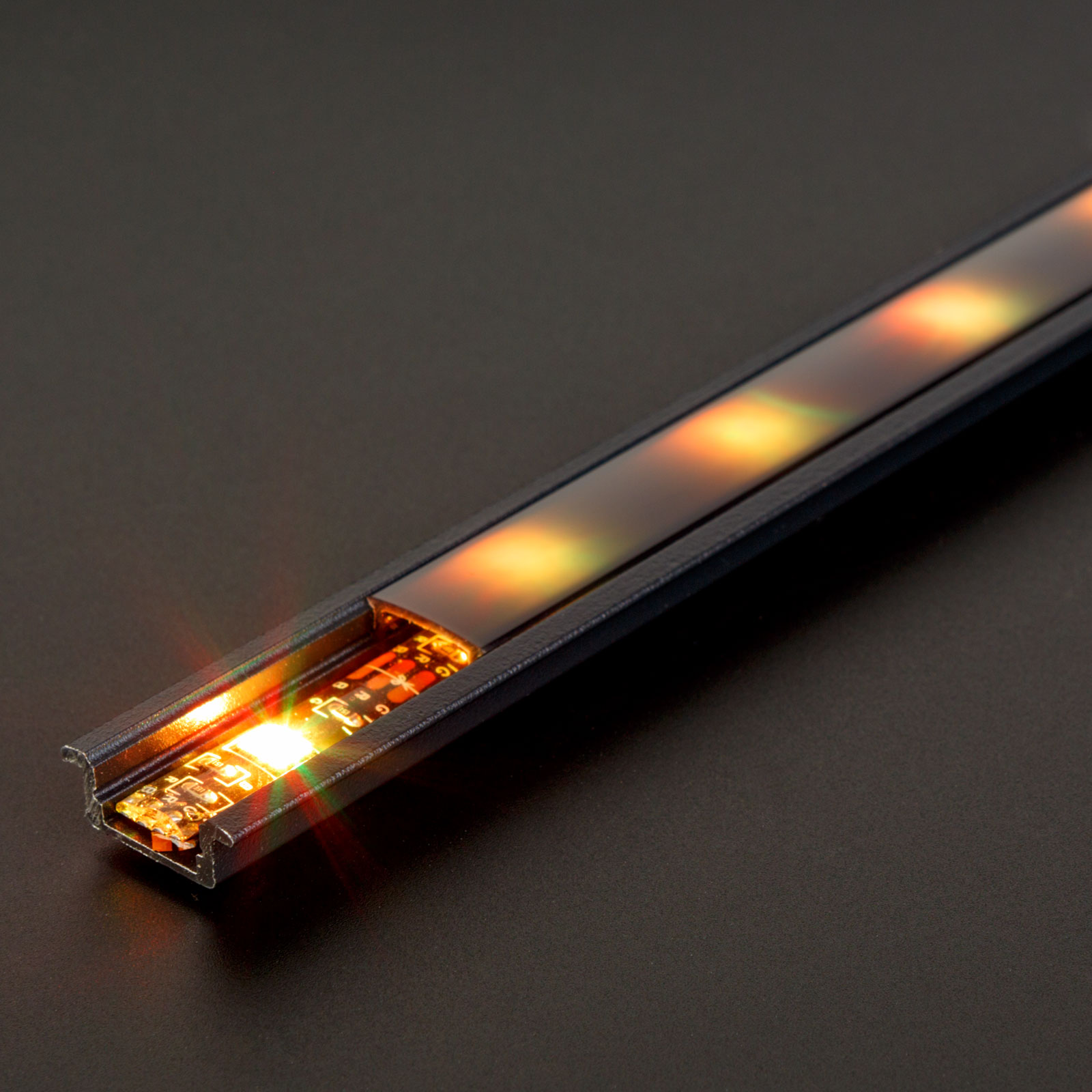 LED aluminium profil sín - 2000 x 23(17) x 8 mm - süllyeszthető U profil - fekete